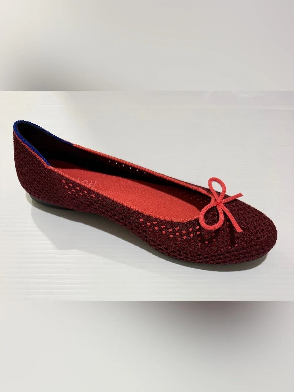 Rothy's Women's The Ballet Flat With Bows in Berry Mesh, Size 8.5
